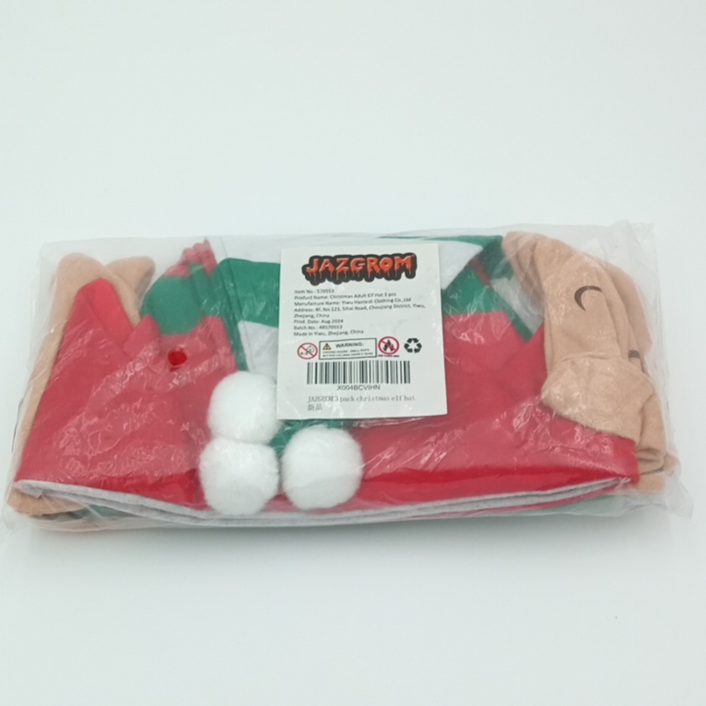 Christmas Adult Unisex Elf Hats 3 Pc Set NIP